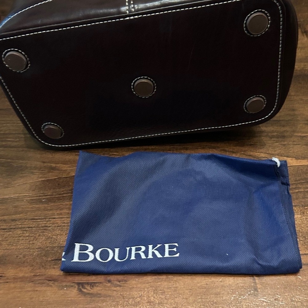 Dooney & Bourke Bucket Bag Dark Brown Leather Tassel Drawstring Classic Preppy - Picture 9 of 11